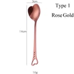Coffee Tea Spoon Heart-shape Scoops Upscale Utensils Rose Gold Type1