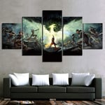 Canvas wall art for living room 5 pieces Dragon Age Inquisition Game 150X80CM Modern Home Decoration Ready to Hang Creative Wooden frame Gift