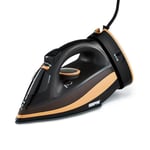 Geepas 2 in 1 Cordless Steam Iron - Ceramic Soleplate, Use Corded or Cordless - 300ML, Vertical & Burst Steam - Anti-Drip & Anti-Calc Function - Extra Long 3 Metre Power Cord - 2400W, Black & Gold