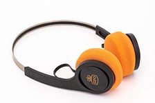 GPO Retro Bluetooth Headset, Wireless Bluetooth Headphones with 20H Playtime, 200H Standby, Lightweight Retro Headphones with Built-in Mic, Black and Orange