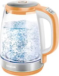 Variable Temperature Electric Kettle with Internal LED Light, 2.0 L Capacity, 2200 W, Orange