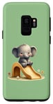 Galaxy S9 Green Adorable Elephant on Slide Cute Animal Theme Case