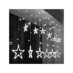 Trade Shop Traesio - Rideau Lumineux De Noël à Led Avec étoiles Blanc Froid 2m Extérieur Extensible