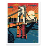 Clifton Suspension Bridge Sunset Modern Pop Art Art Print Framed Poster Wall Decor 12x16 inch