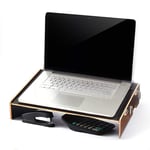 AWJ Laptop Stand Monitor Riser Elevated Desktop with Ventilation Holes Eco Wood Panel Storage Drawer Case Shelf Desk Organizer