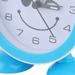 (Blue)Cute Face Night Luminous Alarm Clock Double Bell Alarm Clock Bedside Cl UK