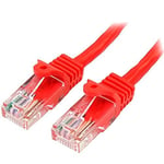 StarTech.com Câble réseau Cat5e UTP sans crochet - 10 m Rouge - Cordon Ethernet RJ45 anti-accroc - Câble patch (45PAT10MRD)