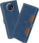 Housse Pour Telephone Xiaomi Redmi Note 9t 5g Etui, Pu/Tpu Rétro Retourner Cuir Coque Magnétique Anti Chute Portefeuille Protection Case Cover, Bleu