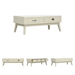 The Living Store Soffbord med 2 lådor sniderier grå 110x50x40 cm trä -  Soffbord