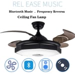QSBY Invisible Ceiling Fan Lamp Bluetooth Sound Stealth Chandelier Frequency Conversion Dimming Fan Light Suitable for Bedroom Balcony