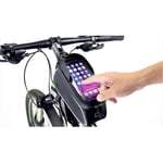 Bike Phone Front Frame Bag, Waterproof Bike Pouch Bag With ear hole design, large capacity, Velcro Fits Phones Below 6.0 Inches