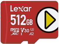 Lexar Play Carte Micro SD 512 Go, Carte microSDXC UHS-I, Jusqu'à 150 Mo/s en Lecture, Carte TF Compatible avec Nintendo Jeux Switch, Smartphone et Tablette (LMSPLAY512G-BNNAG)