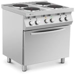 Royal Catering Cuisinière électrique avec plaque de cuisson - 13 400 W 4 feux Chaleur tournante RC-EC4VO
