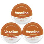 Vaseline Lip Therapy Cocoa Butter Tin, 20g x 3 Packs