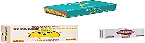 Exploding Kittens Value Bundle by A Little Wordy, Tacocat Spelled Backwards, and on a Scale of One to Trex - Card Games for Adults Teens & Kids - Fun Family Games