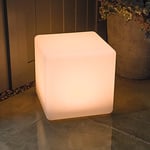 Shapelights® Indoor Outdoor USB Chargeable Solar Powered Colour Changing Mood Light - Cube 30cm