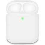 2-pack Airpods-fodral (vitt + svart), AirPods 2-fodral, AirPods-fodral i silikon, synliga LED-indikatorer, stöd för trådlös laddning