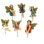 6 st miniatyrfigurer av älvor för trädgården