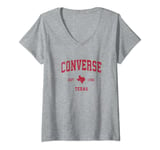 Womens Converse Texas TX Vintage Sports Design Red Print V-Neck T-Shirt
