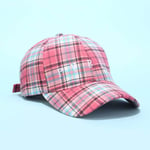 Boeizy Houndstooth Plaid Baseball Cap 4 Colors Optional Outdoor Anti-UV Sun Hat Fashion Trend Plaid Curved Brim Hat Retro Men and Women Caps Dome Hat (Color : Dark pink)