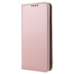Samsung Galaxy S22 Flipdeksel i Matt Skinn - Lommebok &amp; Stativ - Rose Gold