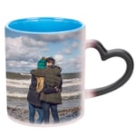 Personalised Mug Customised with Your Photo, Personalised Birthday Gift Tea Coffee Cup Thank You Mug Heat Sensitive Color Changing Mug Hot Drinking Cup with Bonus Stirring Spoon, Gift for Dad, Mum
