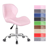 Pink Desk Chair for Home,Office Swivel Chair PU Leather Comfy Padded Computer Chair Adjustable Height Kids Chair,Home/Office Furniture
