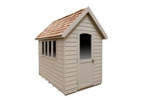 Forest Garden 8 x 5 Apex Overlap Redwood Lap Forest Retreat Wooden Garden Shed (Natural Cream / Installation Included)