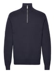 Slhdane Ls Knit Structure Half Zip Noos Tops Knitwear Half Zip Jumpers Navy Selected Homme