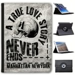 Fancy A Snuggle True Love Story Never Ends Death Skull Faux Leather Case Cover/Folio for the New Apple iPad 9.7" (2018 Version)