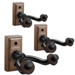 Donner Support Mural pour Guitare Acoustique Electrique, Porte Guitare Mural Noyer Noir pour Basse Ukulélé Violon Mandoline, Pack de 3