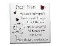 Plaque Dear Nan My Nan Is Really Special Sign Wooden Red Cream 20cm F1105A