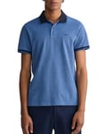 GANT Men's 4-COL Oxford SS Pique Polo Shirt, Day Blue, XXL