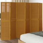 Room Divider 6 Panels Office Privacy Screen Brown Solid Wood Paulownia vidaXL
