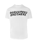 Dsquared2 Mens Brothers Fading Logo White T-Shirt Cotton - Size X-Large