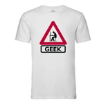 T-Shirt Homme Col Rond Panneau Attention Geek Jeux Vidéo Ordinateur