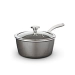 Tower T900215 Cerastone Pro 18cm Forged Aluminium Saucepan with Tempered Glass Lid, Non-Stick Coating, Graphite
