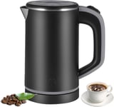 Travel Kettle Small, 800ml Stainless Steel Electric Kettles, Compact Black 