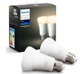 PHILIPS HUE White Bluetooth LED Bulb - E27, 800 Lumens, Twin Pack