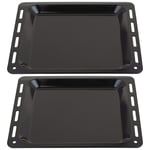 SPARES2GO Baking Tray Enamelled Pan Compatible with Britannia Oven Cooker (455mm x 360mm x 25mm, Pack of 2)