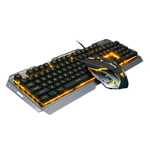 Ensemble clavier et souris de jeu ergonomique, avec câble USB, rétroéclairé, effet mécanique, couleur tungstène or, pour ordinateur portable, rvb