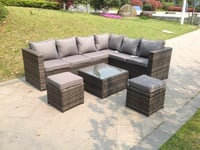 8 Seater Grey Rattan Corner Sofa Set Coffee Table Garden Furniture Outdoor