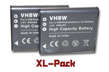 vhbw set de 2 batteries 600mAh pour appareil photo Pentax Optio X70, WG-1, WG-1 GPS, WG-2, i10, RZ10, RZ18