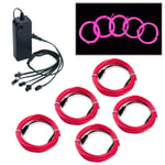 COVVY EL Wire Neon Lights Kit with Portable AA Battery Pack for Burning Man’s Day Halloween Christmas Party Decoration 5 * 1 Meter Glowing Strobing Flashing Electroluminescent Wire (Pink)
