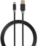 USB 2.0 -Kaapeli | A, Uros - Mini, 5-Nastainen Uros | 2,0 m | Antrasiitti