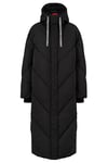 HUGO Womens Favella-1 Relaxed-fit long-length padded coat with logo drawcords