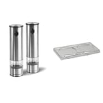 Cole & Mason H3004480 Battersea Salt and Pepper Mills / H306119 Ramsgate Clear Salt and Pepper Mill Tray | Bundle | Lifetime Mechanism Guarantee - Mills