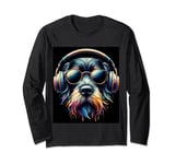 cute dog with sunglasses and headphones for men women kids Long Sleeve T-Shirt