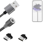 Magnetic charging cable for Nothing 1 with USB type C and Micro-USB connector
