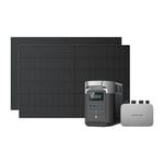 Kit solaire pour balcon EcoFlow PowerStream, micro-onduleur relié au réseau, Panneau Solaire Rigid 400W*2, DELTA 2 station électrique portable de 1 kWh, Smart Plugs*2, Wi-Fi, contrôle via APP